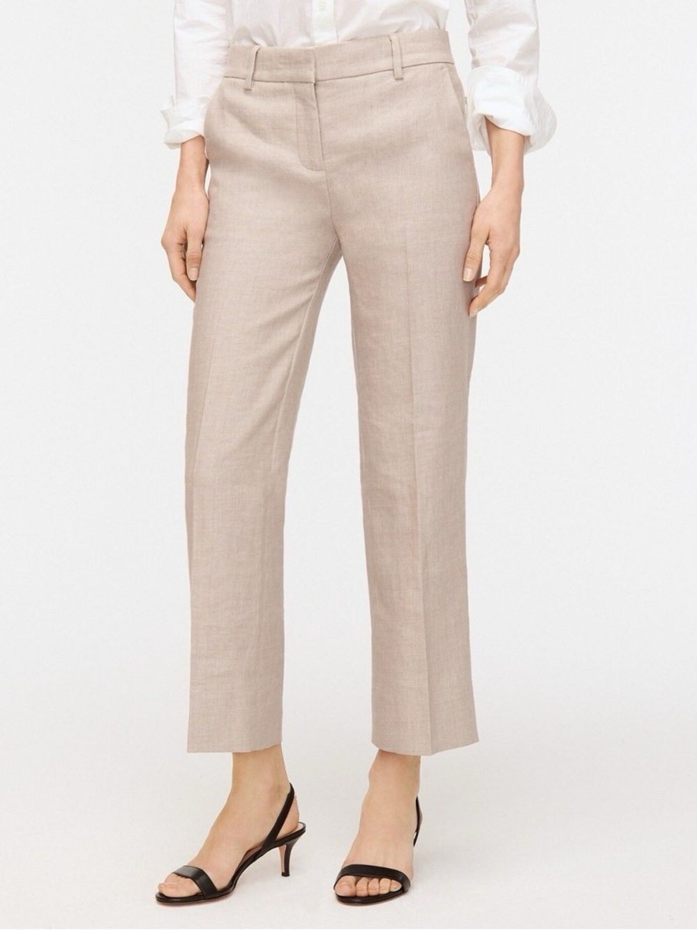 J. Crew Peyton Pant Stretch Linen Flax Beige NEW 6 Wide Leg Trouser Crop Cream